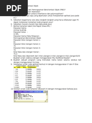Soal Uts Pemrograman Berorientasi Objek Xi Rpl Semester 1