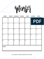 019 September Calendar Standard Layout Monday