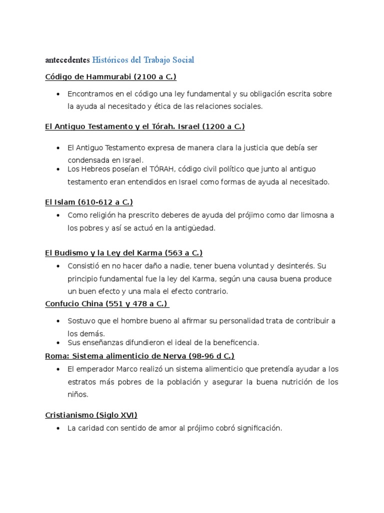 Antecedentes Históricos Del Trabajo Social Trabajo