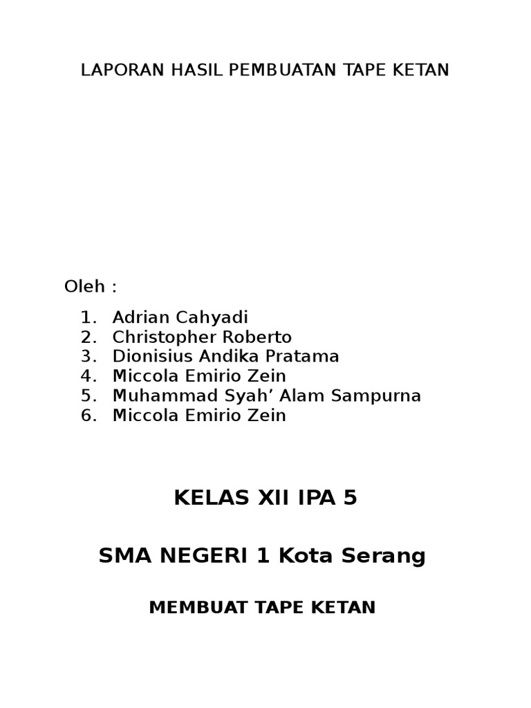 Laporan Hasil Pembuatan Tape Ketan | PDF