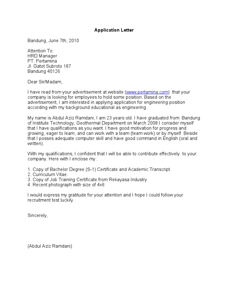 Application Letter | PDF