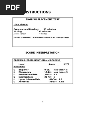 91701337 English Placement Test Doc Style Fiction Linguistic Morphology