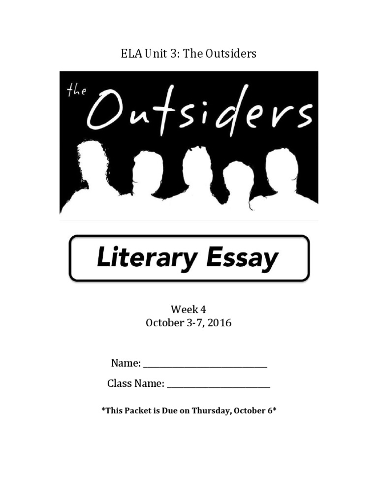Outsiders Week 4 Packet PDF Essays Paragraph