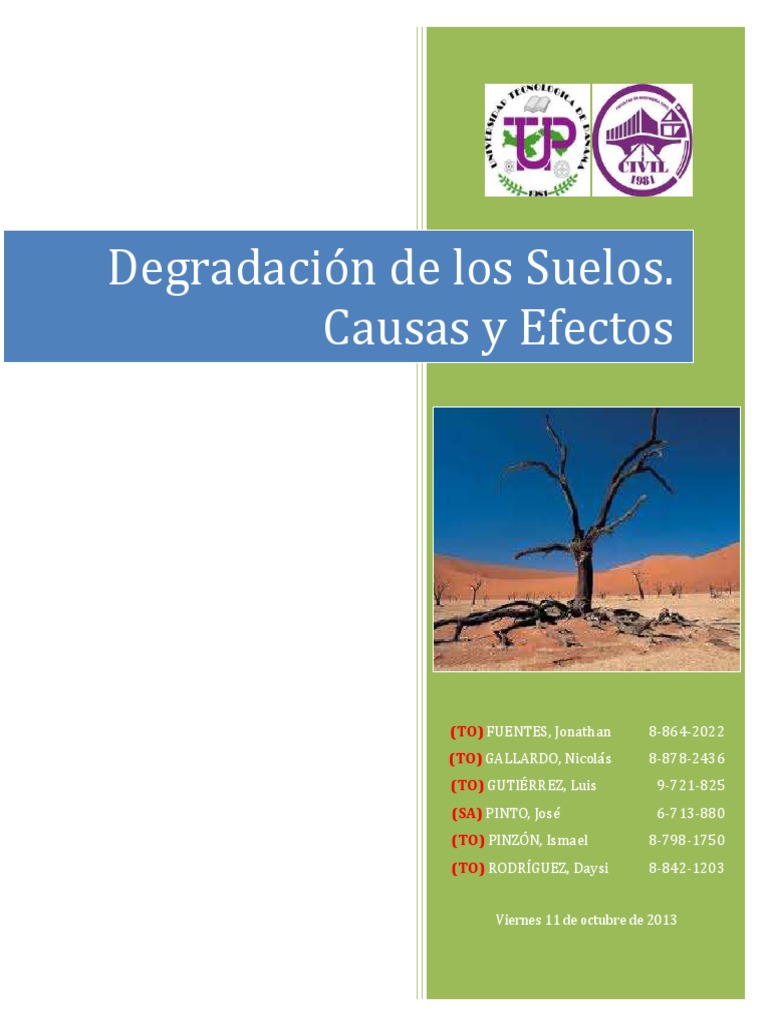 Causas y Consecuencias de la Degradación del Suelo | PDF | Suelo | Erosión