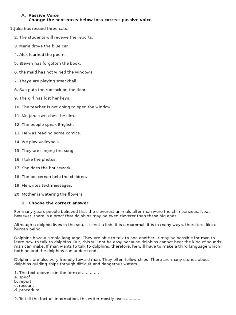 Passive Voice Report Text Kelas 9 Smp Whales Dolphin