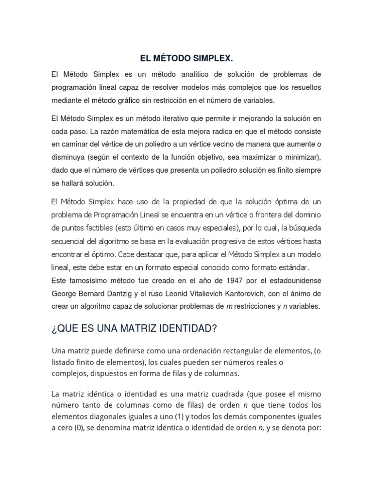 Metodo Simplex | PDF | Programación lineal | Ecuaciones