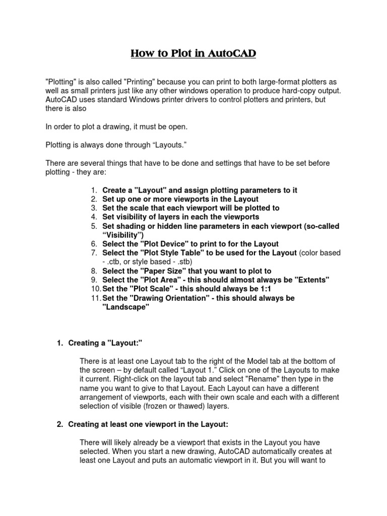 AutoCAD PLOTTING PDF | PDF | Printer (Computing) | Double Click