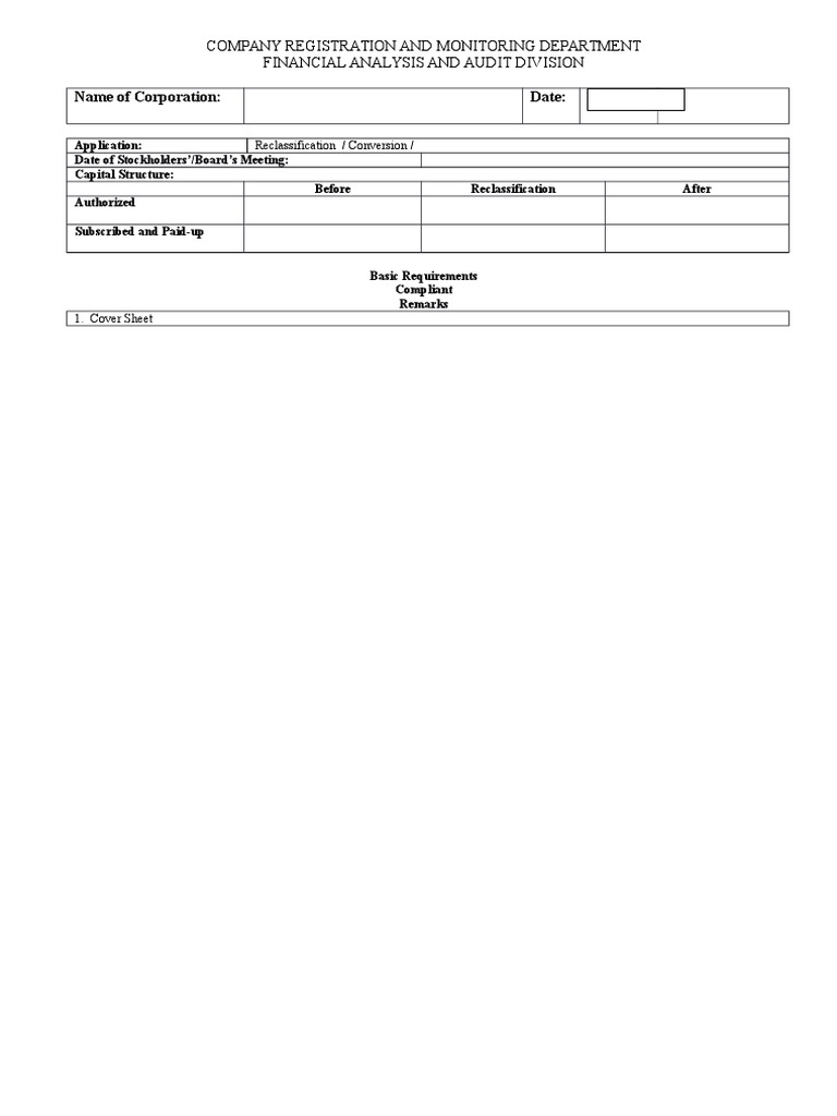 Corporation Reclassification Application Guide | PDF