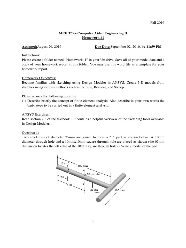 MEE 323 Homework 1: ANSYS Modeling Tasks | PDF | Extrusion | Computing ...
