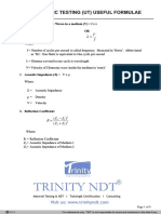 Ultrasonic Testing Useful Formulae