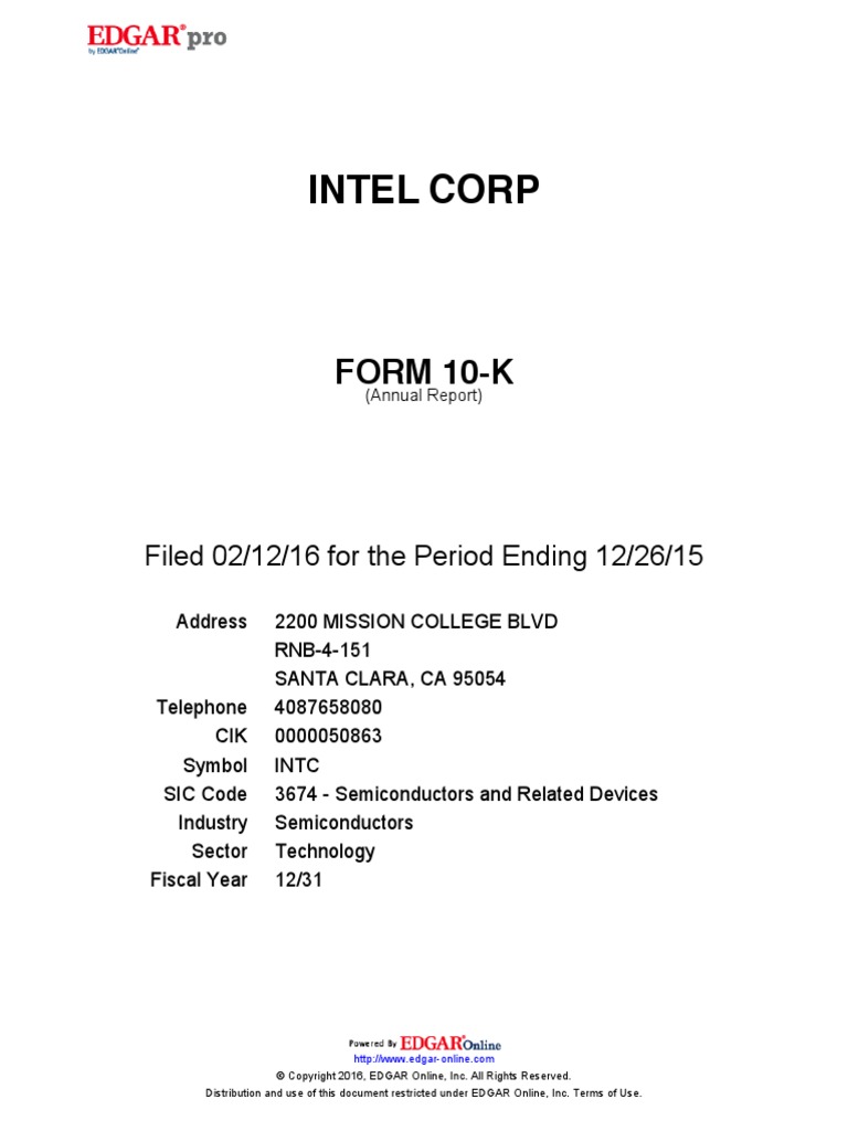 Intel 2015 Annual Report | PDF