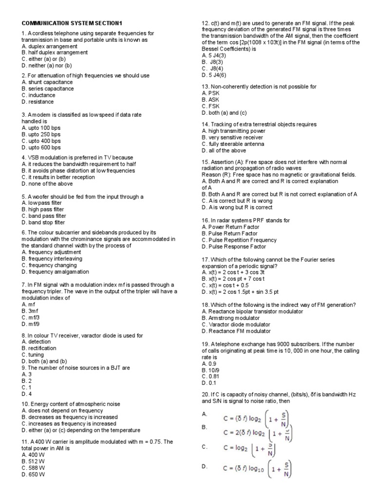 Communication System Concepts Overview | PDF | Frequency Modulation ...