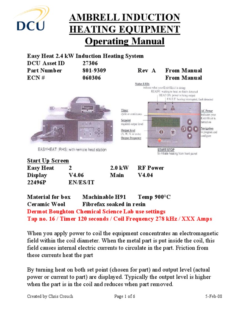 Ambrell Easy Heat Operating Manual | PDF | Inductor | Electromagnetic ...