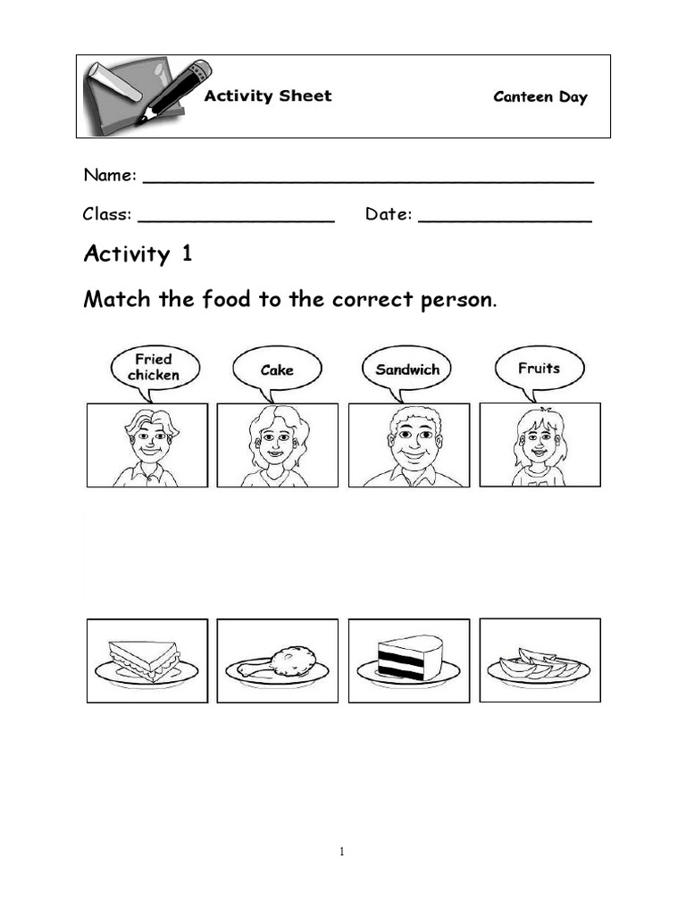 Food Matching and Differentiation Activity | PDF | Self-Improvement ...