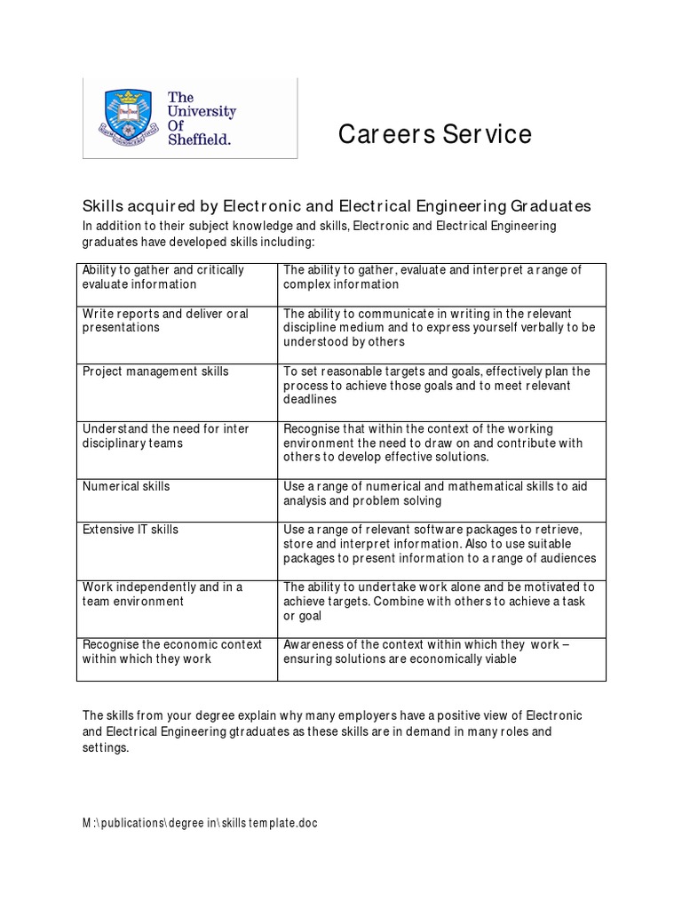 Skills Eee Engineering Electrical Engineering