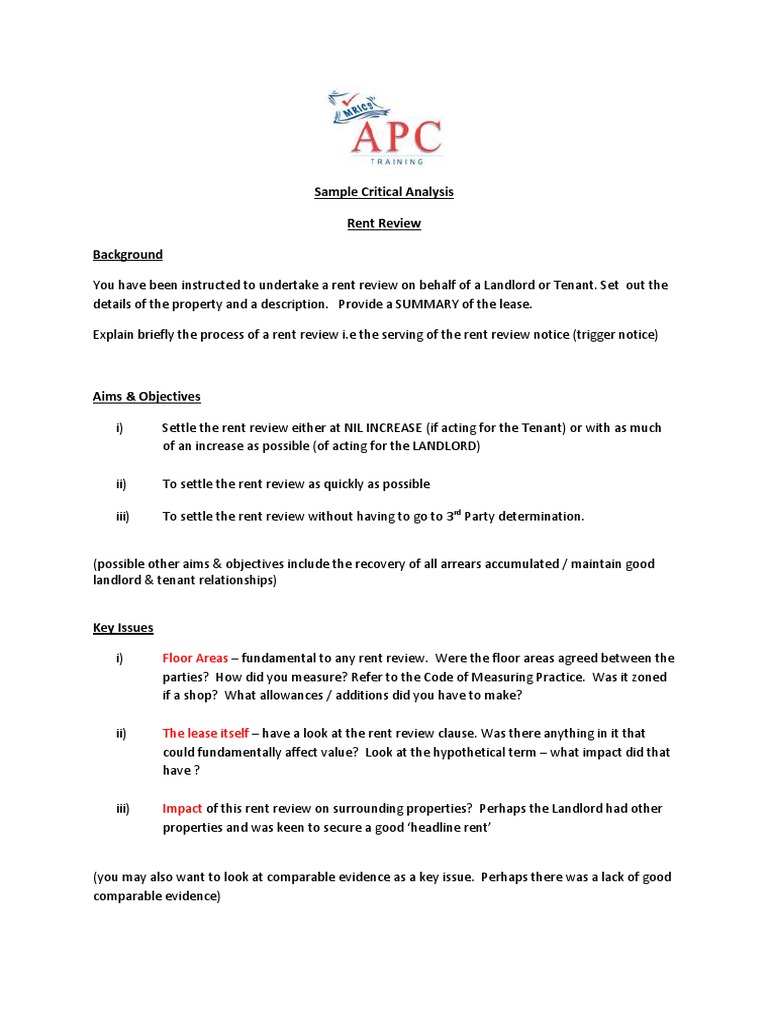 Rent Review Process and Analysis Guide | PDF | Leasehold Estate | Landlord