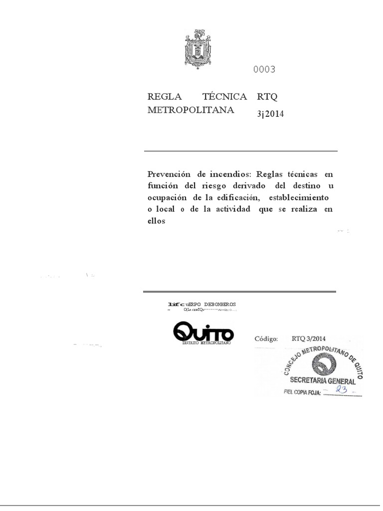 Normativa RTQ 3/2014: Prevención de Incendios | PDF | Legislación ...