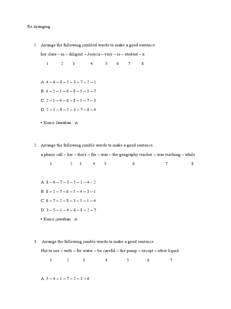Jumbled Words and Sentences Activity | PDF