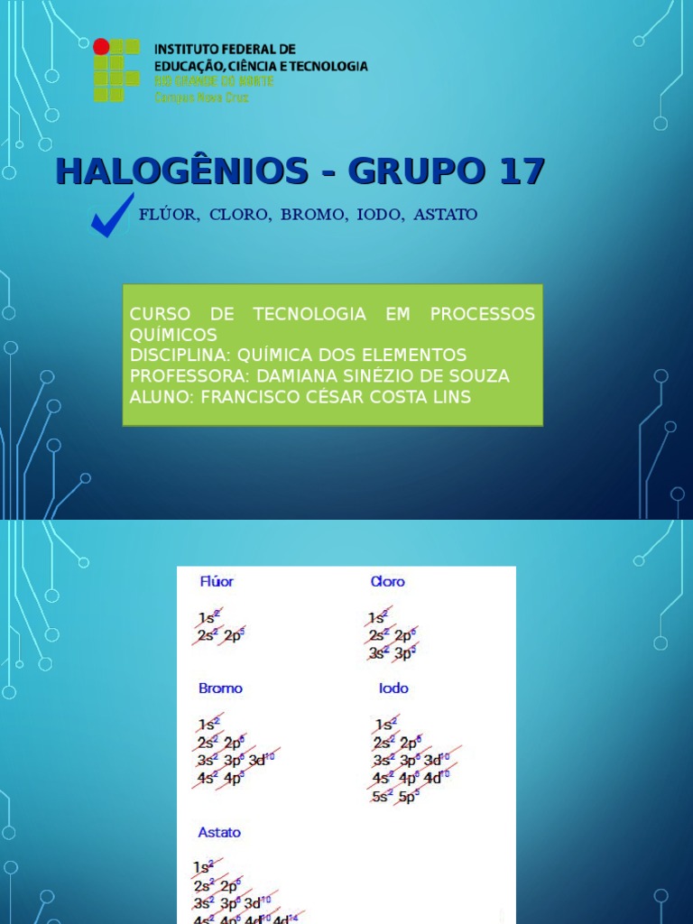 Elementos Halogênios e Suas Aplicações | PDF | Cloro | Elementos químicos