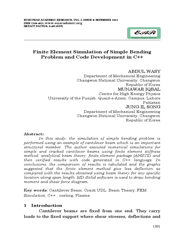 Finite Element Simulation of Simple Bending | PDF | Bending | Finite ...