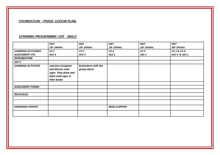 Foundationphase Lesson Plan Grade 2