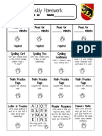 Weekly Homework: Read For - Minutes Read For - Minutes Read For - Minutes Read For - Minutes