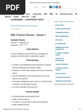 5 Mba Freshers Resume Samples Examples Download Now Master Of Business Administration Resume