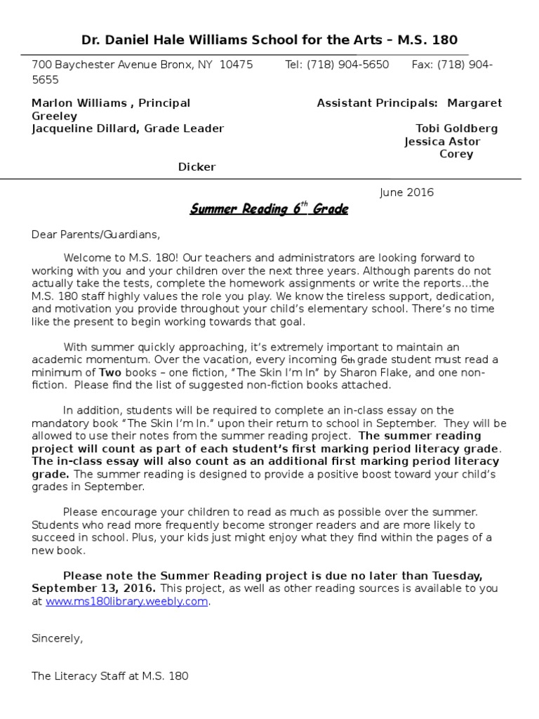 Summer Reading Project 16 1 Pdf Homework