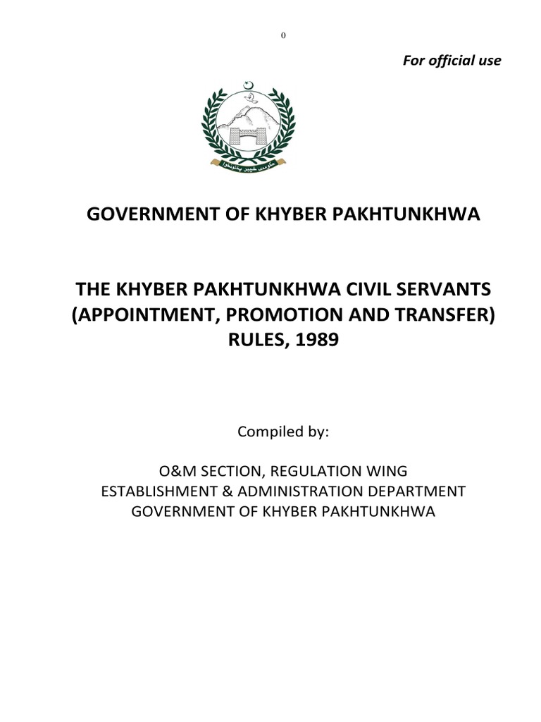 KP Civil Servants APT Rules 1989 PDF PDF Khyber Pakhtunkhwa Civil