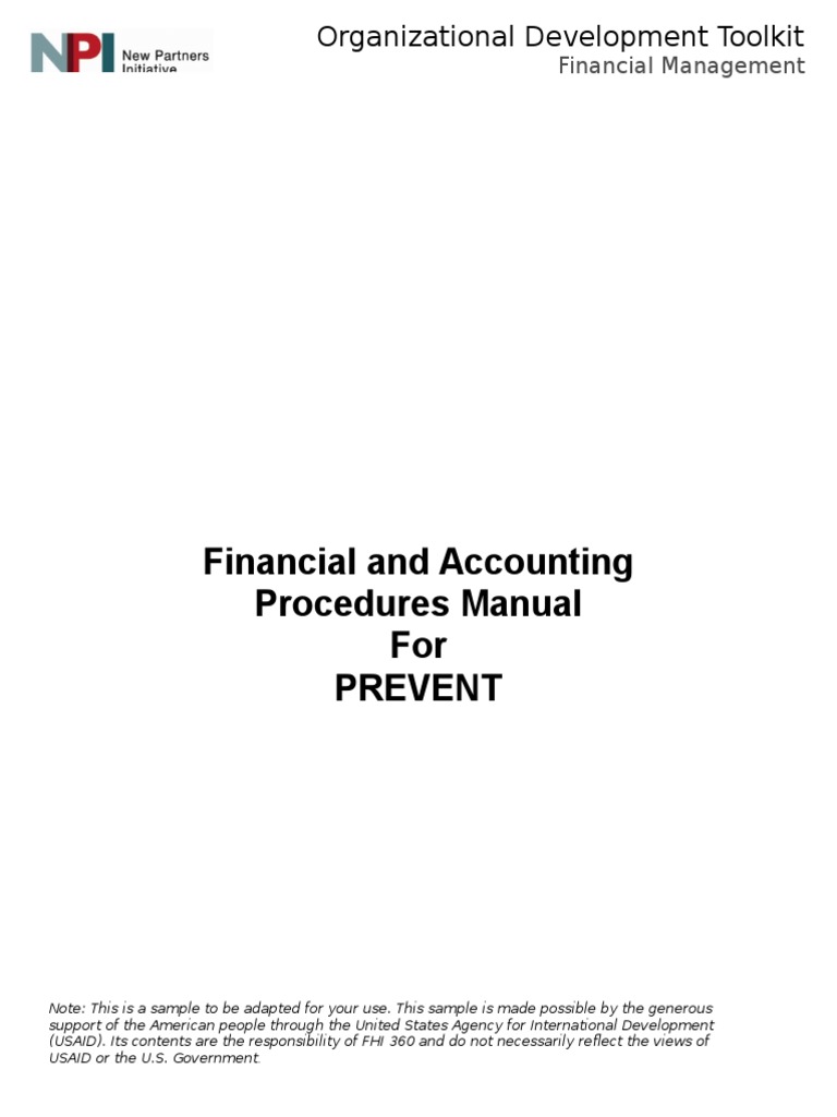 Financial and Accounting Procedures Manual Bookkeeping Cheque