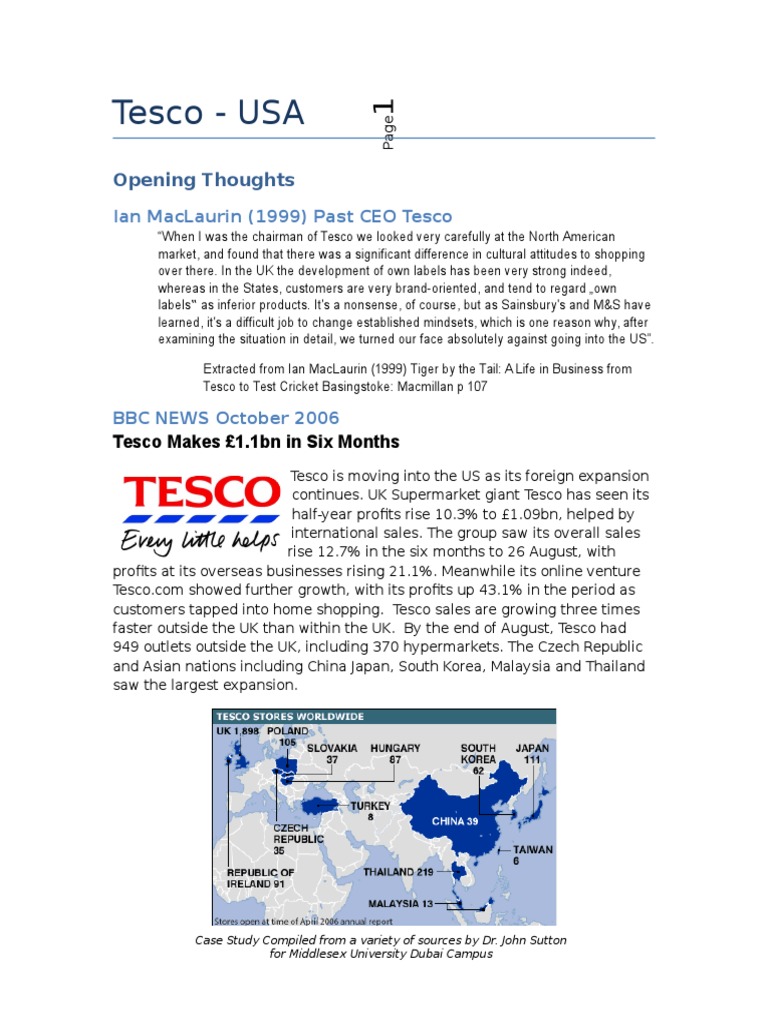 Tesco Case Study PDF Tesco Supermarket
