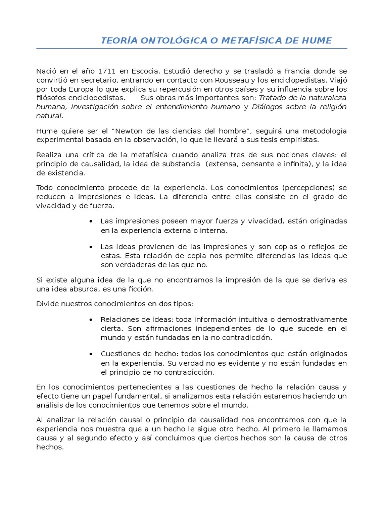 Hume | PDF | Causalidad | David Hume