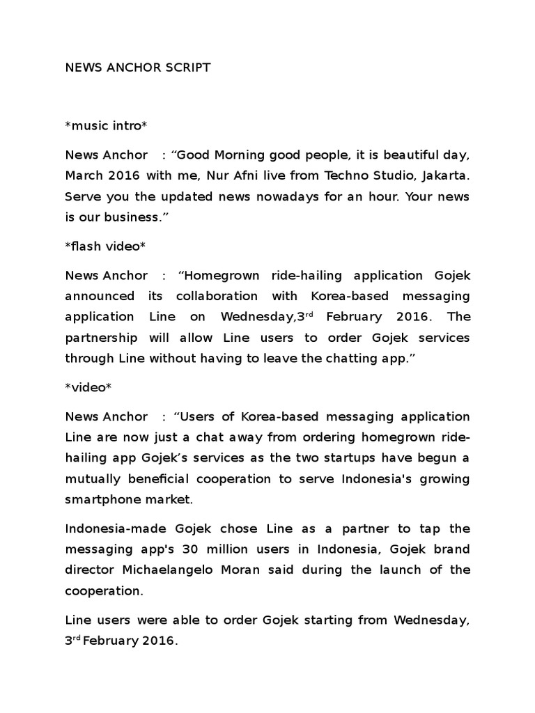 News Anchor Script