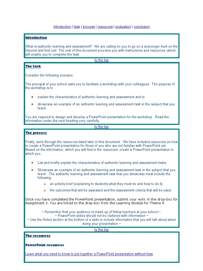Authentic Learning Workshop Guide | PDF | Microsoft Power Point | Learning