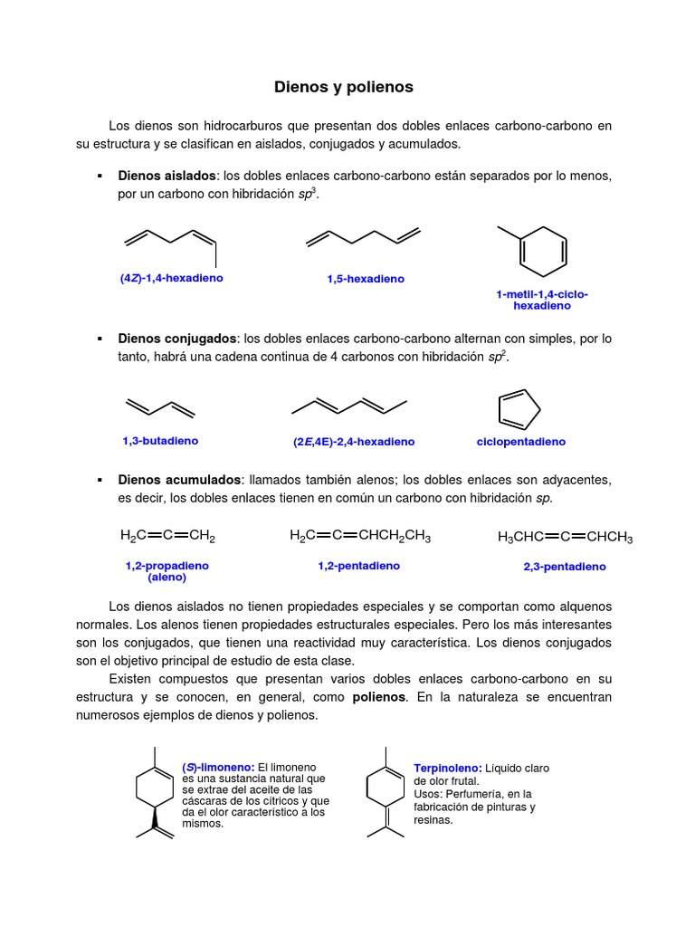 Dienos y polienos: Tipos y ejemplos | PDF | Enlace químico | Orbital  Molecular, image size:768x1024