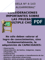 Prof. Jorge Squef Consideraciones Importantes Sobre Las "Pruebas Múltiple Choice"