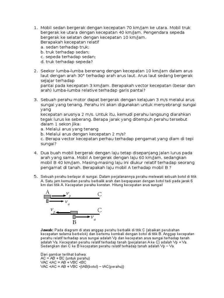 Soal Kecepatan Relatif