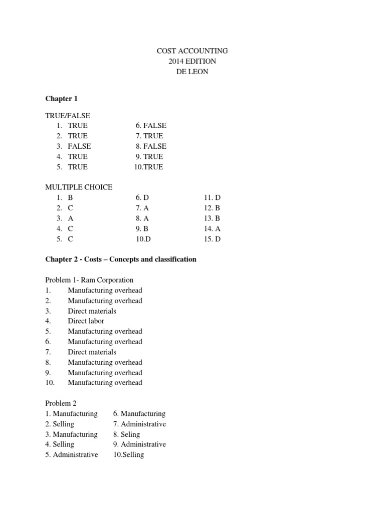 Cost Accounting Concepts and Problems | PDF | Cost Of Goods Sold | Cost