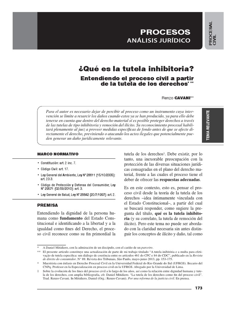 La tutela inhibitoria como fundamento para la protección efectiva de