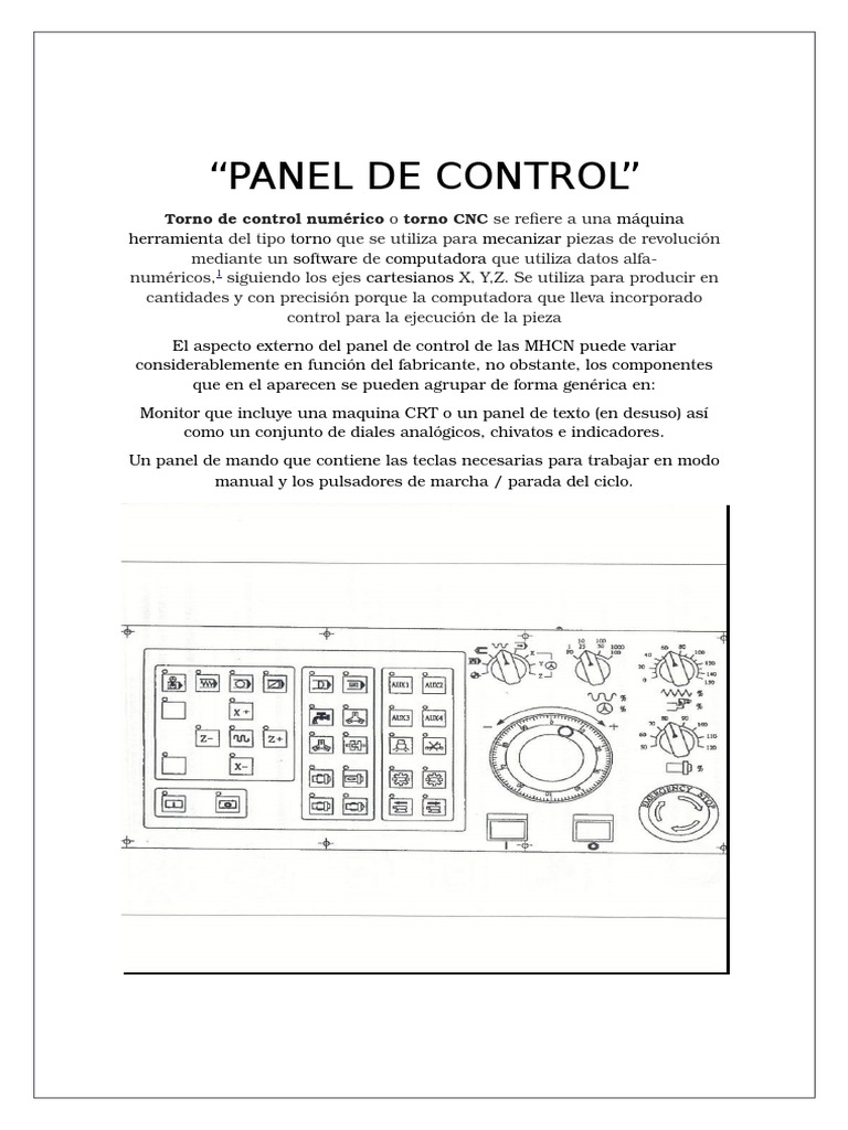 Componentes del Panel de Control CNC | PDF | Control numerico | Bienes ...