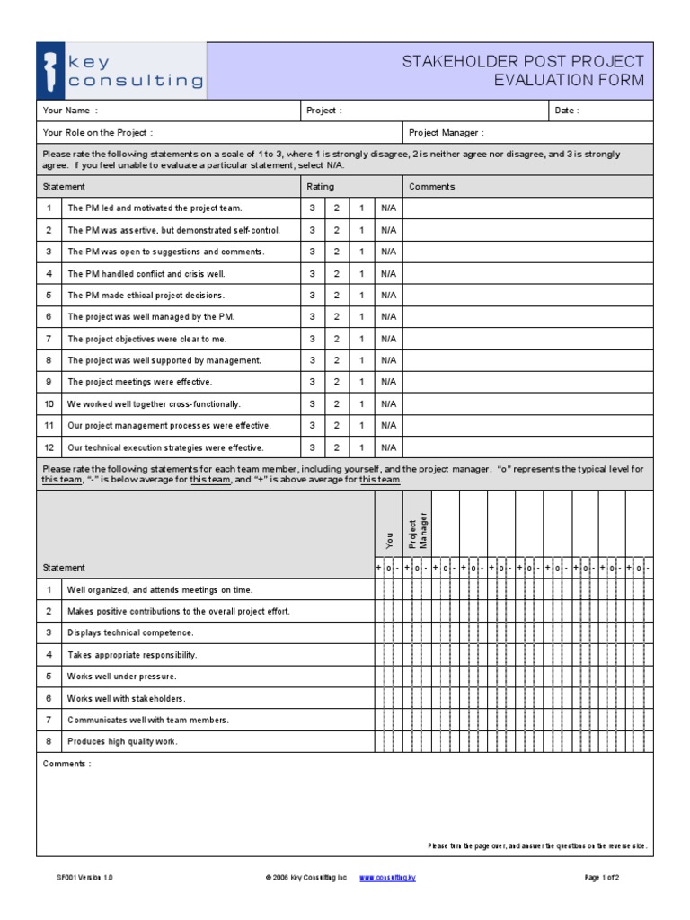 Stakeholder Post Project Evaluation Form | Project Management ...