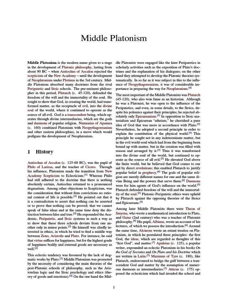 Middle Platonism | Ancient Greek Philosophy | Platonism