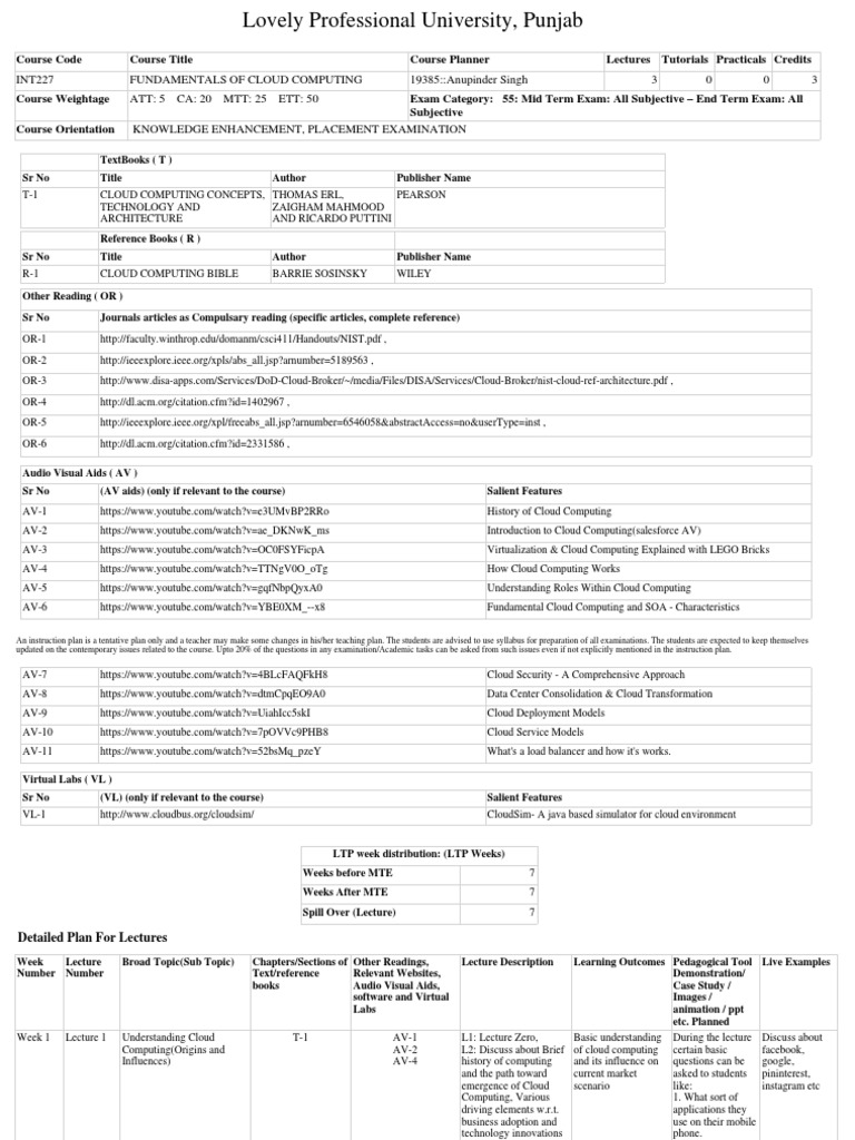 Cloud Computing Course Overview | PDF | Computers | Technology ...