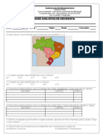 Prova de Geografia Região Sul e Sudeste