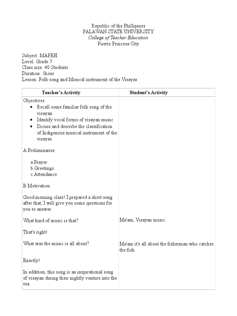 Teacher's Activity: College of Teacher Education | PDF | Language Arts ...