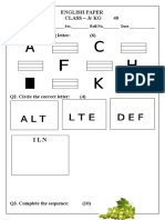 English Paper Class - JR KG 40: Q1. Write The Missing Letter