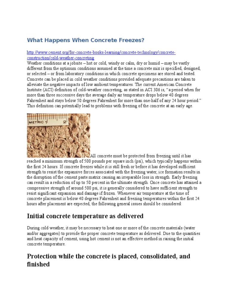 What Happens When Concrete Freezes PDF Concrete Temperature