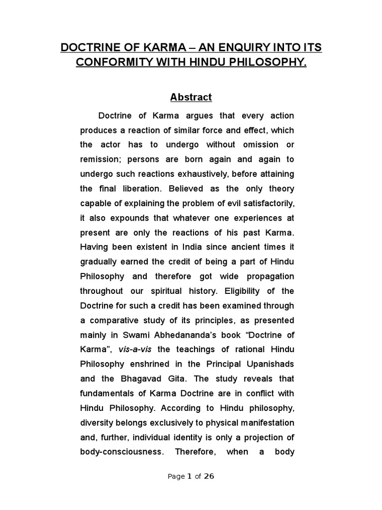 Karma Doctrine vs. Hindu Philosophy | PDF | Karma | Reincarnation