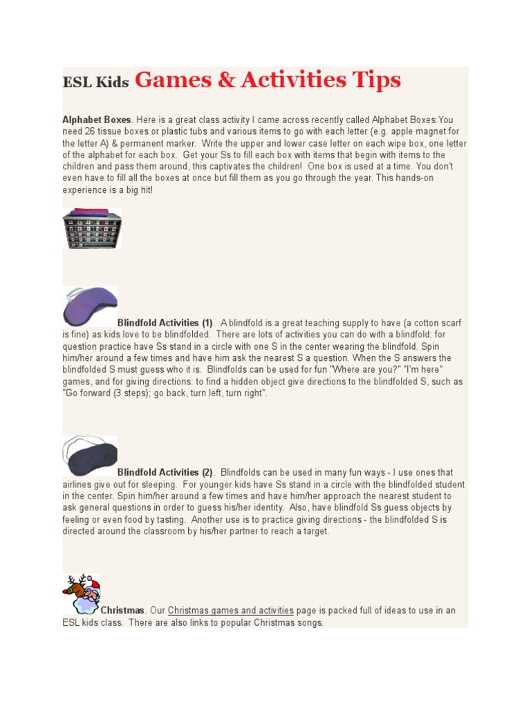 ESL Games and Activities for Kids | PDF | English Language