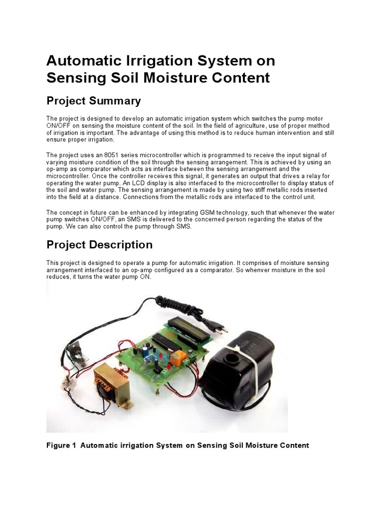 Automatic Soil Moisture Irrigation System | PDF | Power Electronics ...